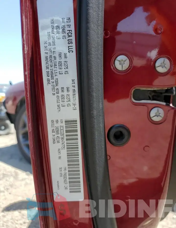 2C3CDZBT8KH747751 Photo# 13