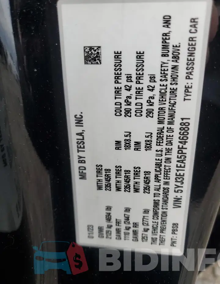 5YJ3E1EA5PF466881 Photo# 12