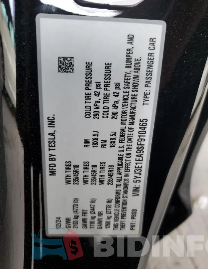 5YJ3E1EA9SF910465 Photo# 12