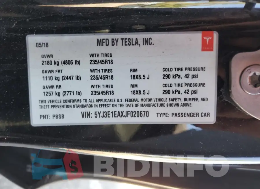 5YJ3E1EAXJF020670 Photo# 12