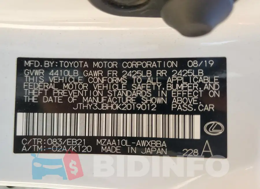 JTHY3JBH0K2019012 Photo# 13