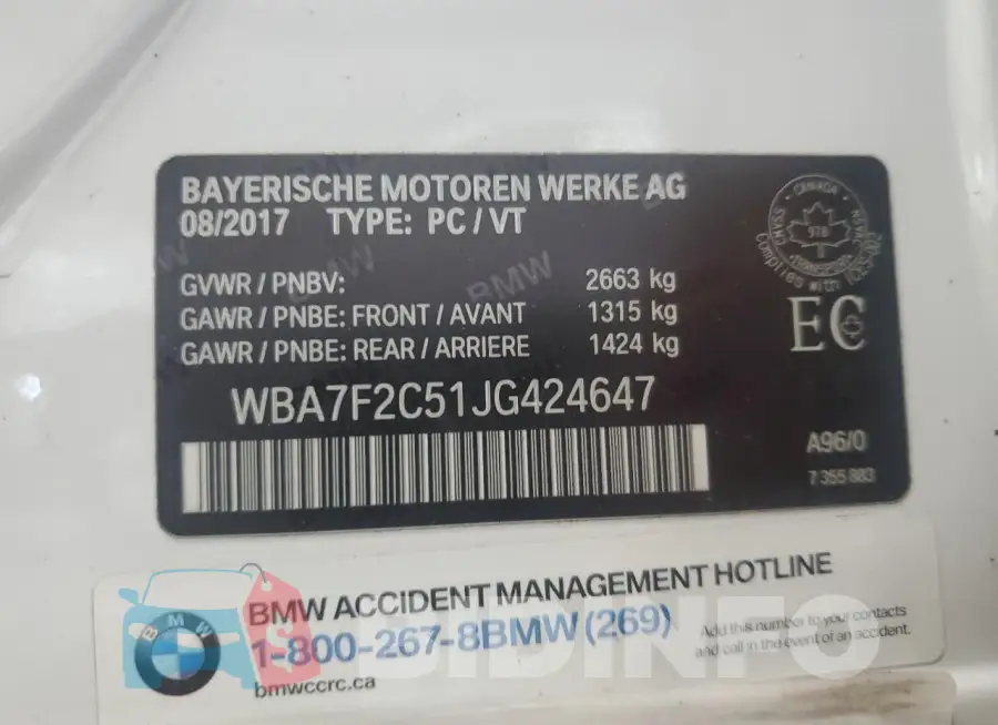 WBA7F2C51JG424647 Photo# 12