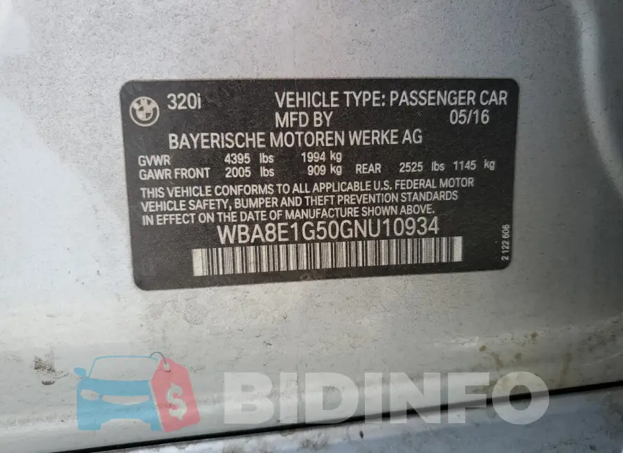 WBA8E1G50GNU10934 Photo# 12