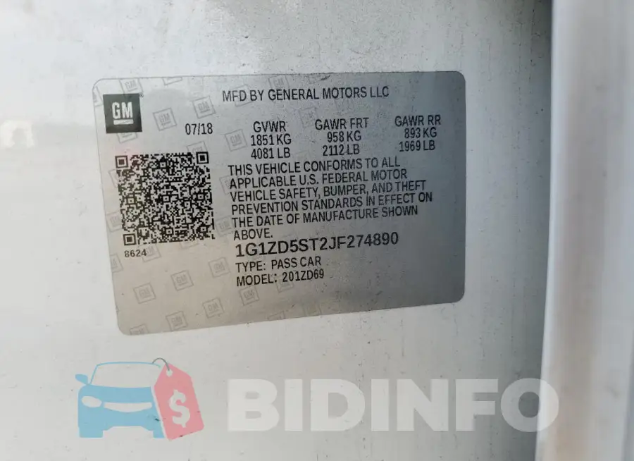 1G1ZD5ST2JF274890 Photo# 12