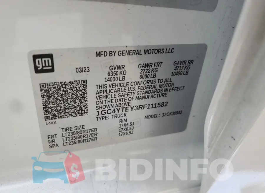 1GC4YTEY3RF111582 Photo# 12