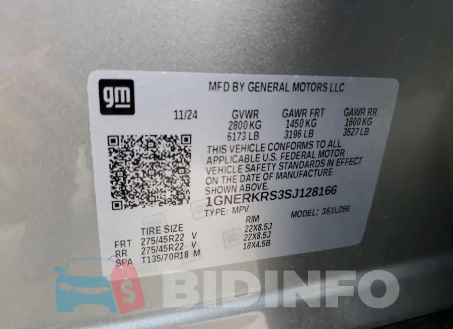 1GNERKRS3SJ128166 Photo# 14