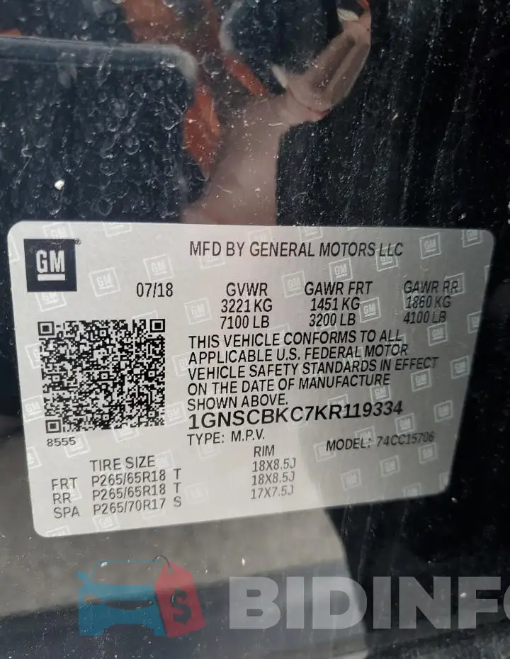 1GNSCBKC7KR119334 Photo# 13