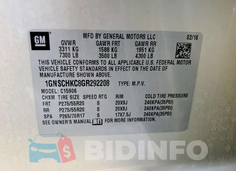 1GNSCHKC8GR292208 Photo# 13