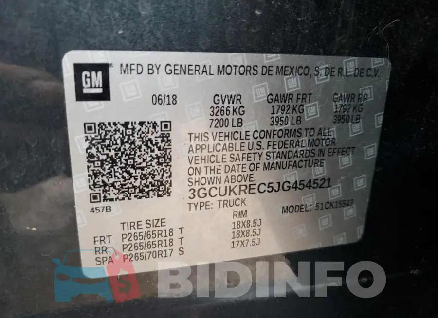 3GCUKREC5JG454521 Photo# 12