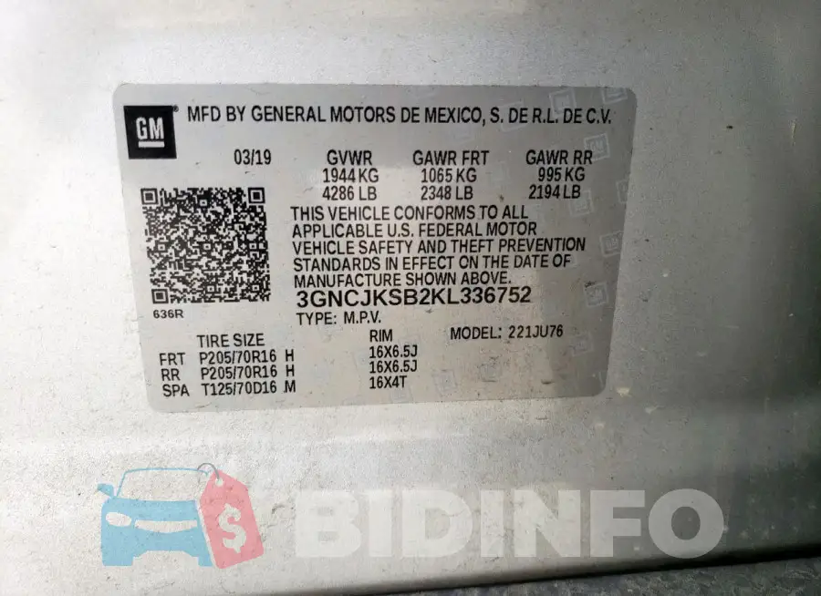 3GNCJKSB2KL336752 Photo# 13