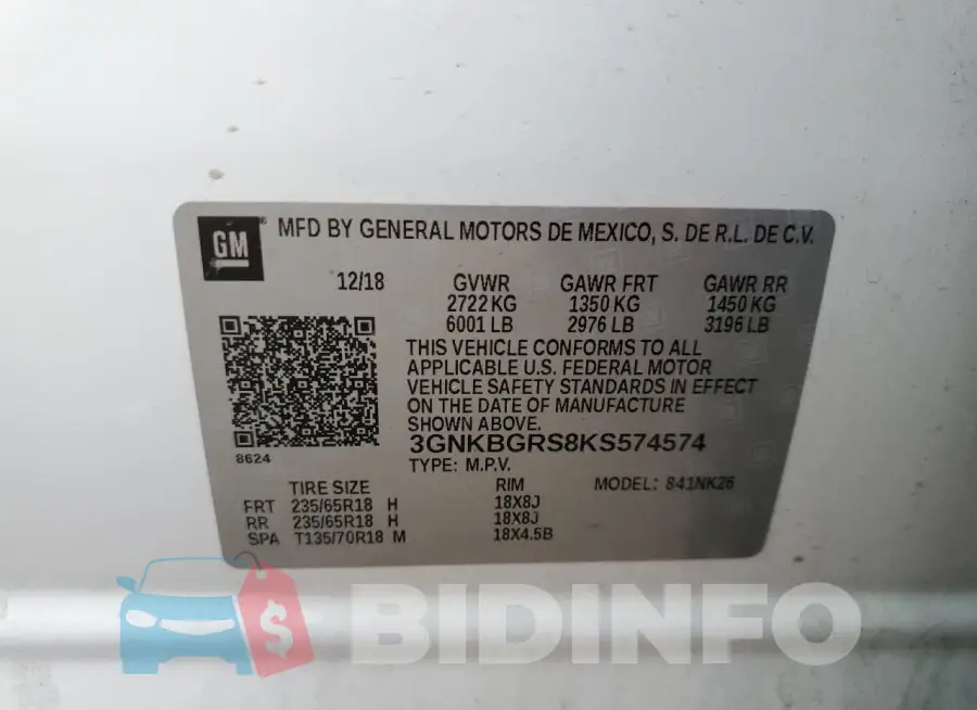 3GNKBGRS8KS574574 Photo# 13