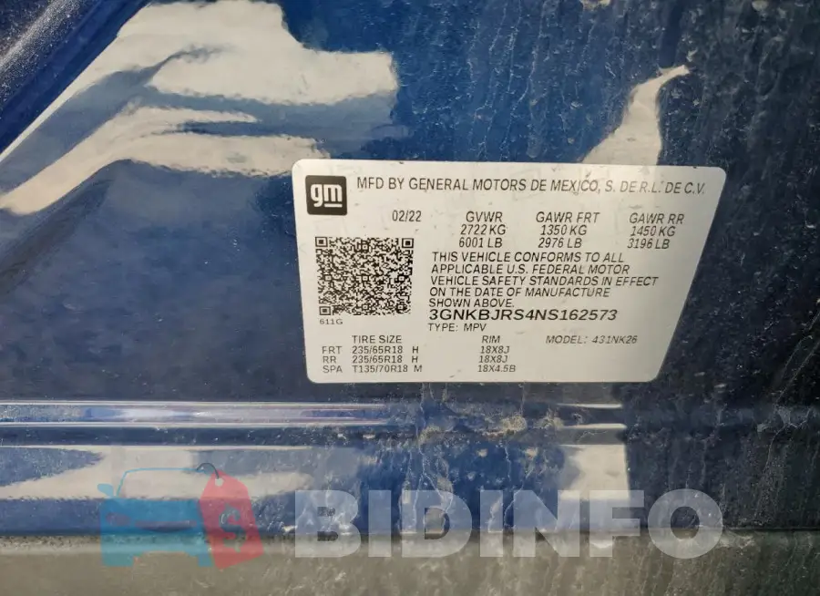 3GNKBJRS4NS162573 Photo# 12