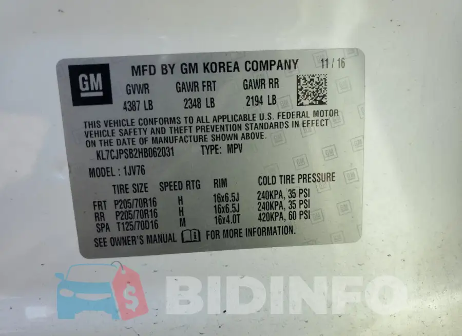 KL7CJPSB2HB062031 Photo# 13
