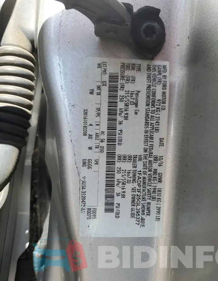 1FADP3F25GL395377 Photo# 12