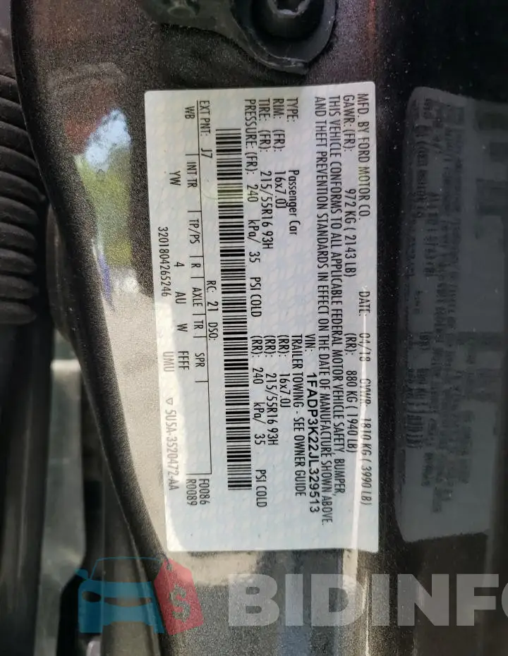 1FADP3K22JL329513 Photo# 13