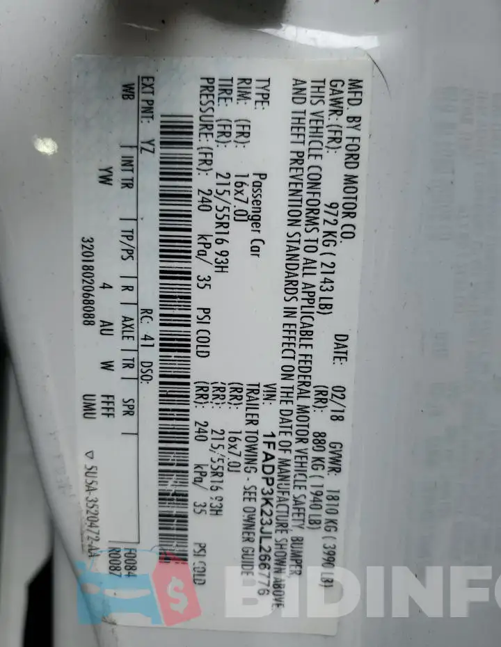 1FADP3K23JL266776 Photo# 13