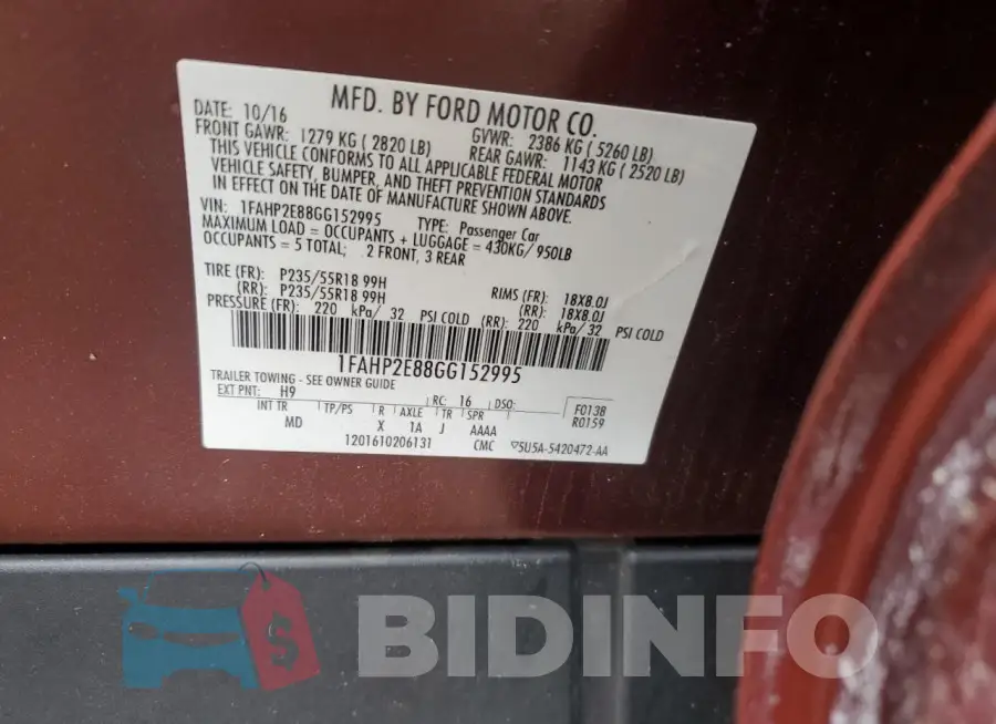 1FAHP2E88GG152995 Photo# 12