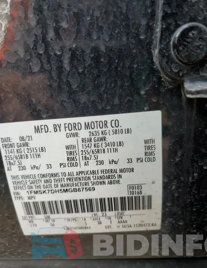 1FMSK7DH5MGB67569 Photo# 13