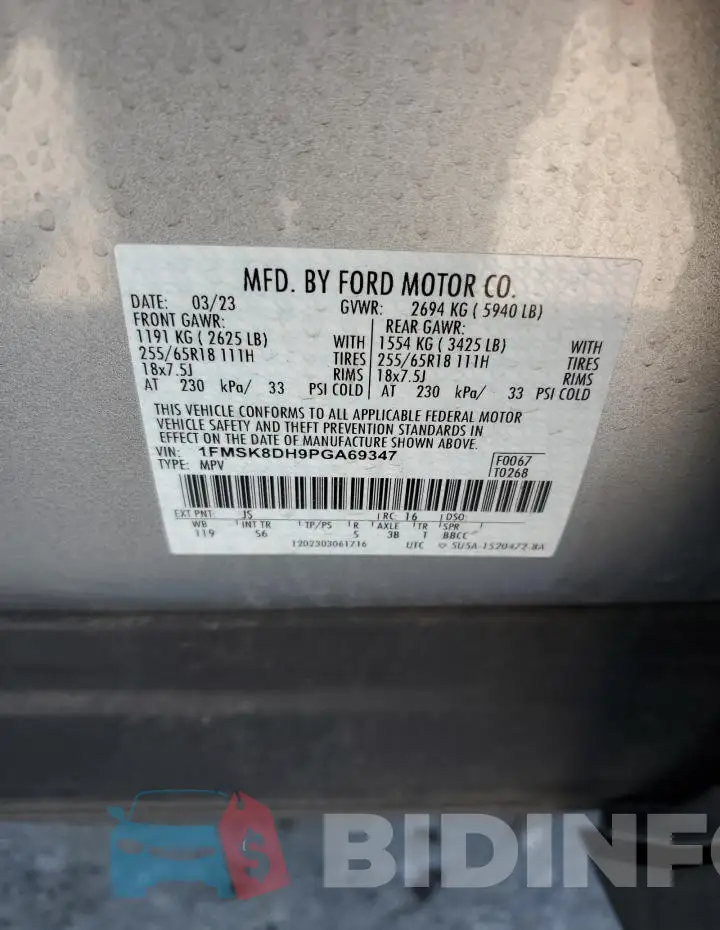 1FMSK8DH9PGA69347 Photo# 13