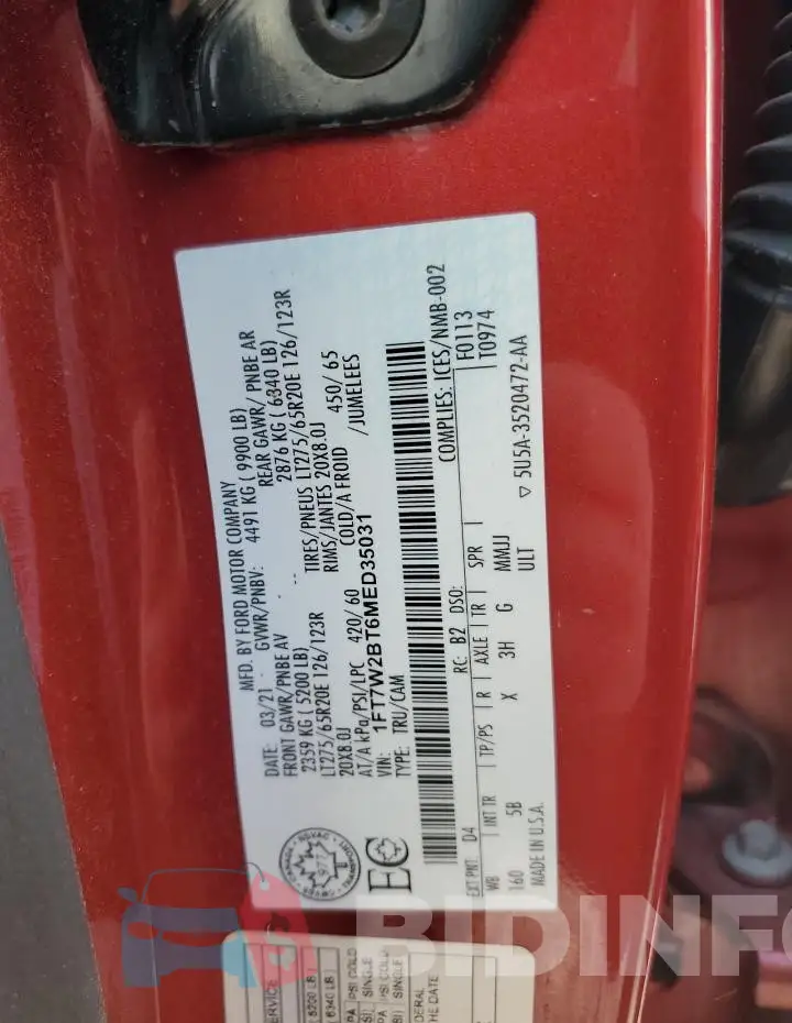 1FT7W2BT6MED35031 Photo# 12