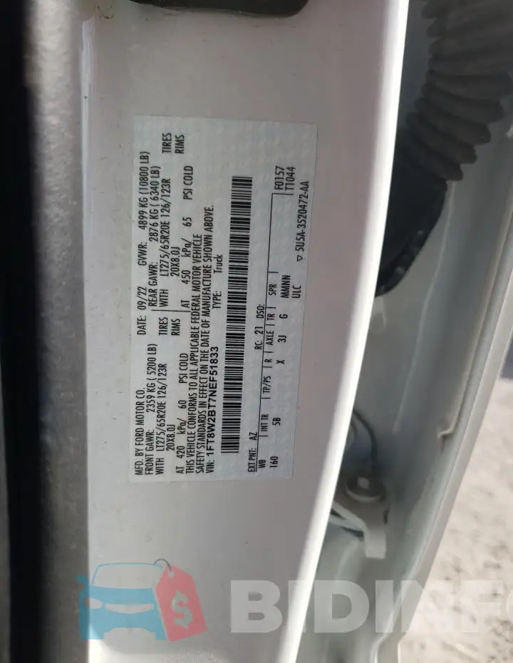 1FT8W2BT7NEF51833 Photo# 12