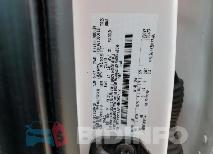 1FTEW1EG4HKD57102 Photo# 12