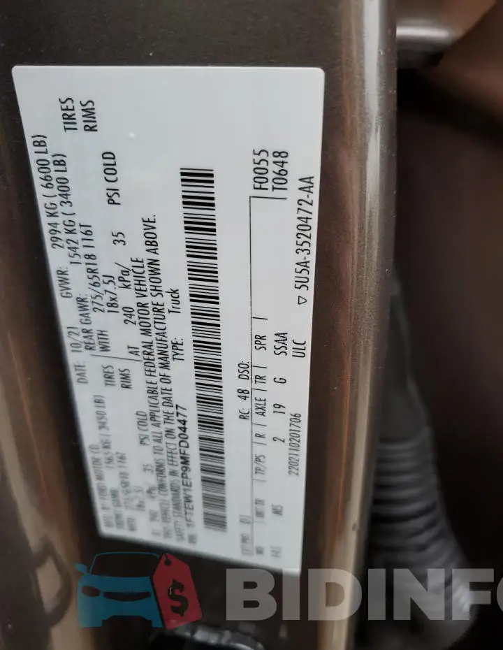 1FTEW1EP9MFD04477 Photo# 12