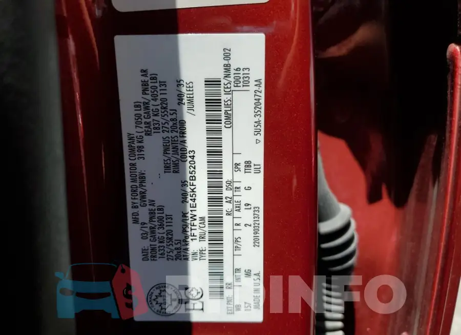 1FTFW1E45KFB52043 Photo# 12