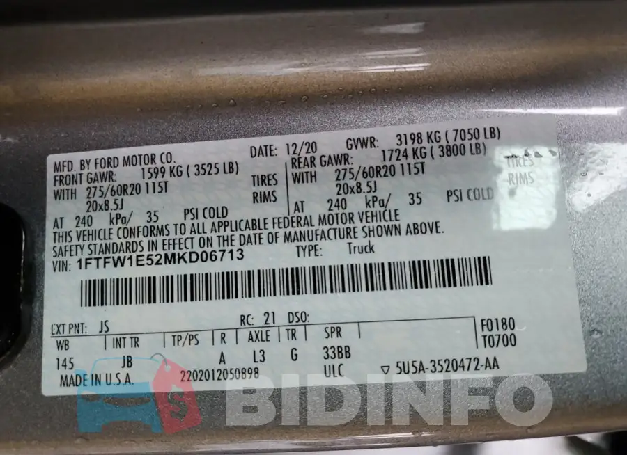 1FTFW1E52MKD06713 Photo# 12