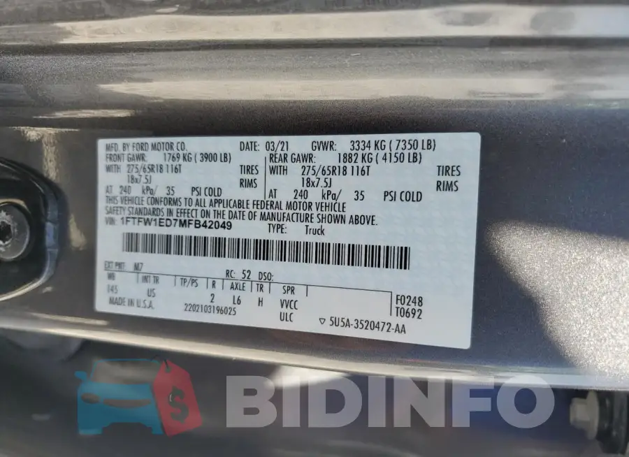 1FTFW1ED7MFB42049 Photo# 12