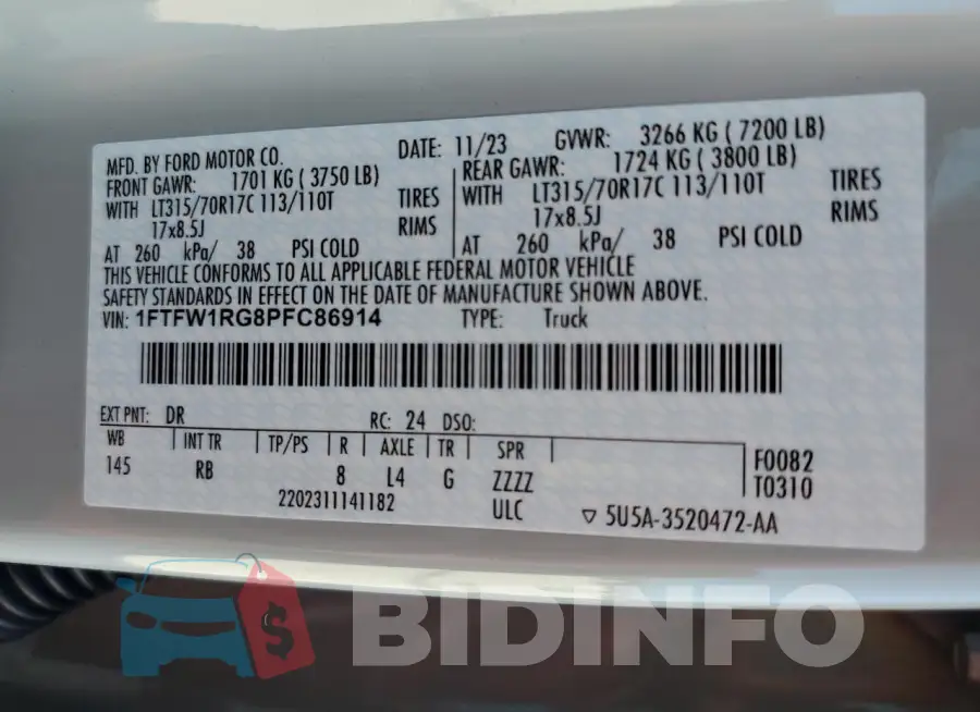 1FTFW1RG8PFC86914 Photo# 12