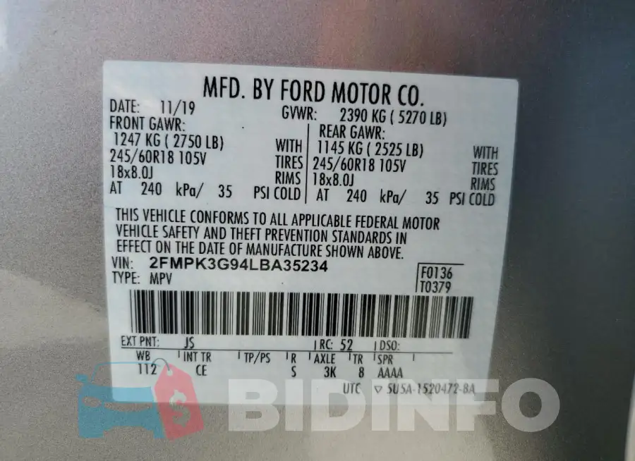 2FMPK3G94LBA35234 Photo# 14