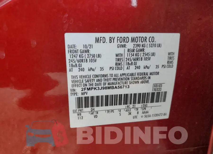 2FMPK3J98MBA56713 Photo# 14