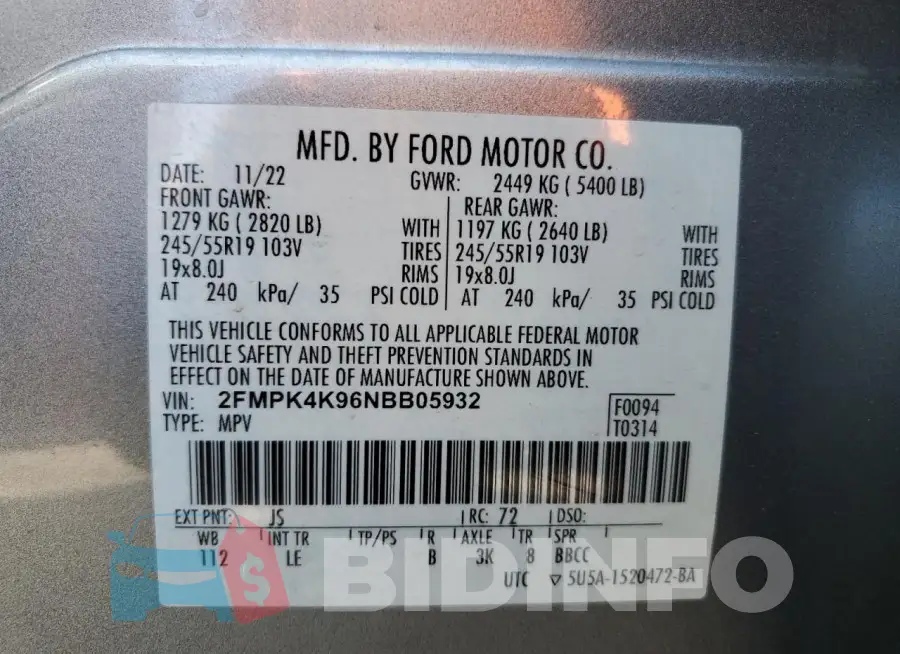 2FMPK4K96NBB05932 Photo# 13