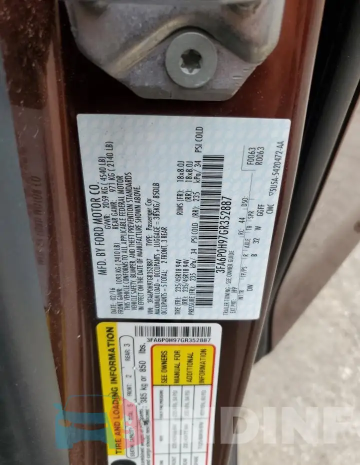 3FA6P0H97GR352887 Photo# 12