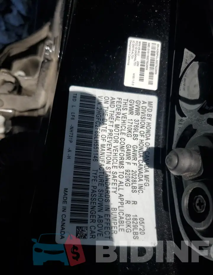 2HGFC2F65LH551146 Photo# 13