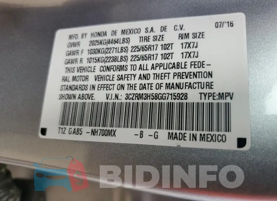 3CZRM3H58GG715928 Photo# 13