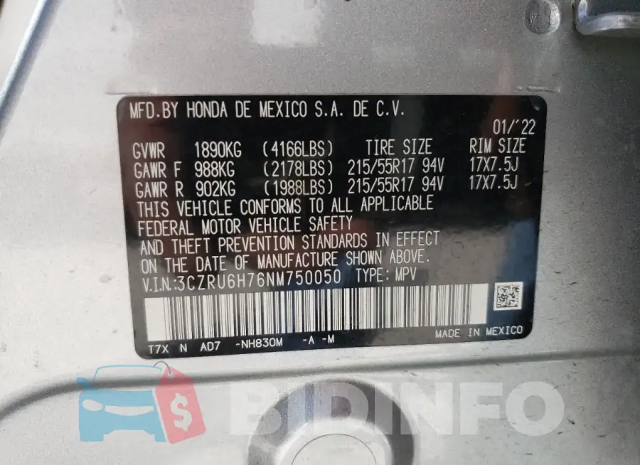 3CZRU6H76NM750050 Photo# 12