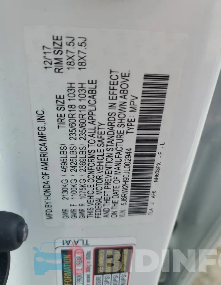 5J6RW2H90JL002944 Photo# 13