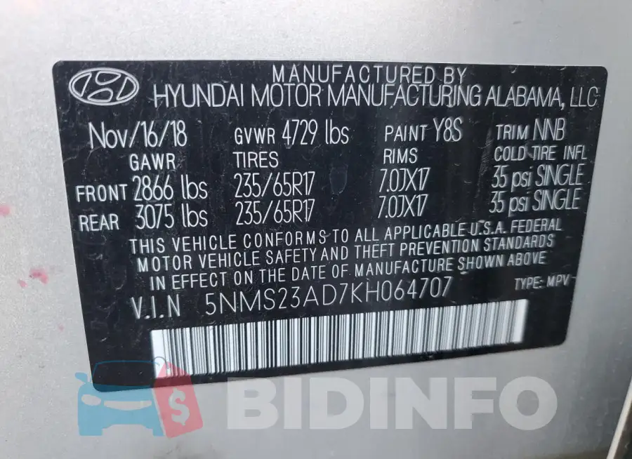 5NMS23AD7KH064707 Photo# 13