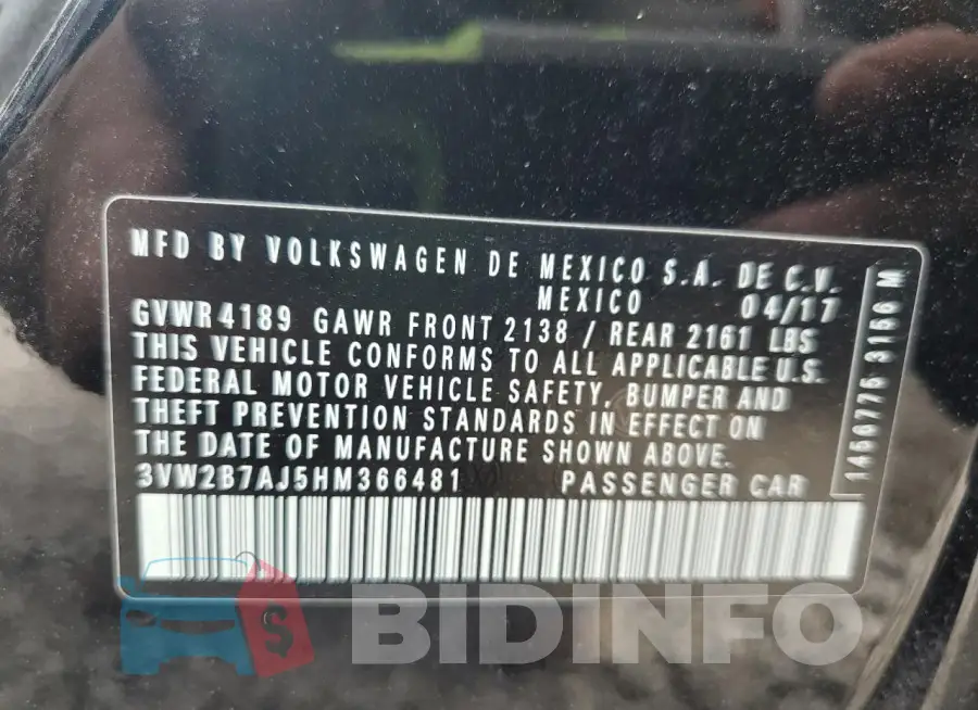 3VW2B7AJ5HM366481 Photo# 12