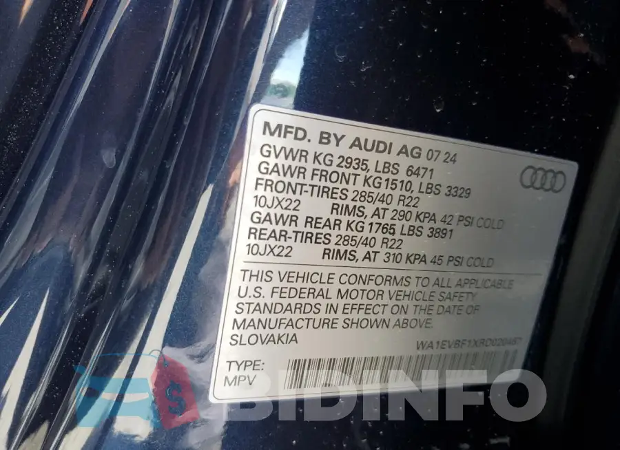 WA1EVBF1XRD020467 Photo# 14