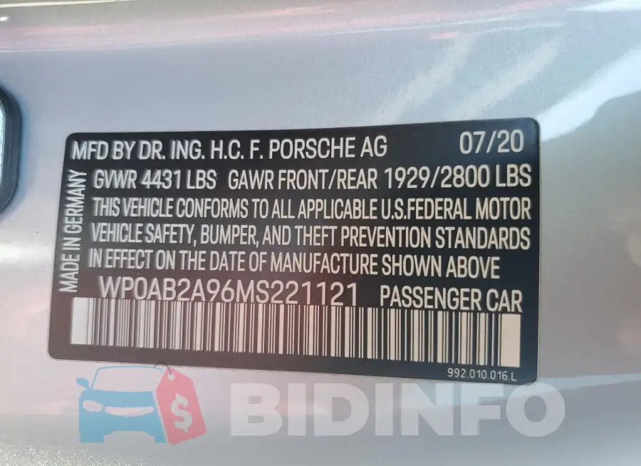 WP0AB2A96MS221121 Photo# 12