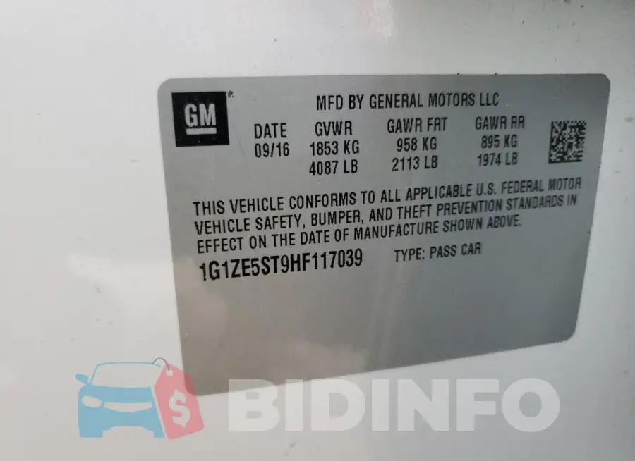 1G1ZE5ST9HF117039 Photo# 13