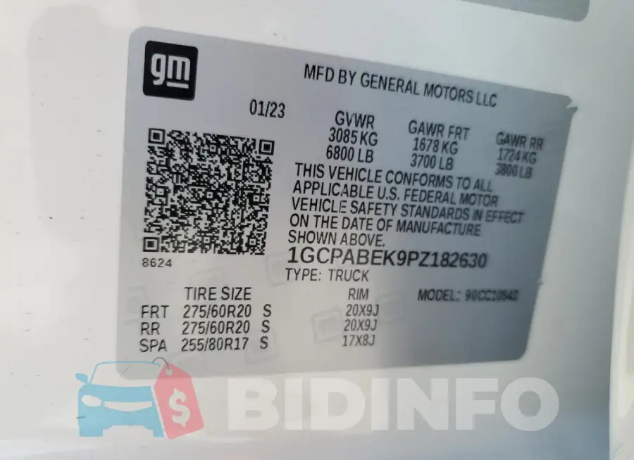 1GCPABEK9PZ182630 Photo# 13