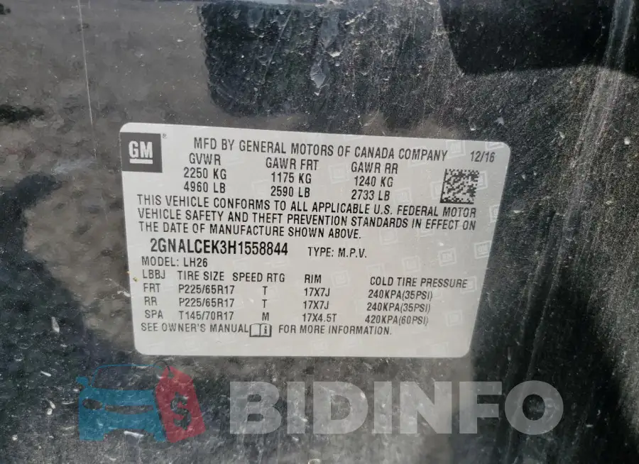 2GNALCEK3H1558844 Photo# 13