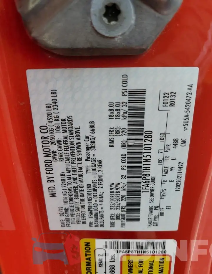 1FA6P8TH1N5101280 Photo# 12