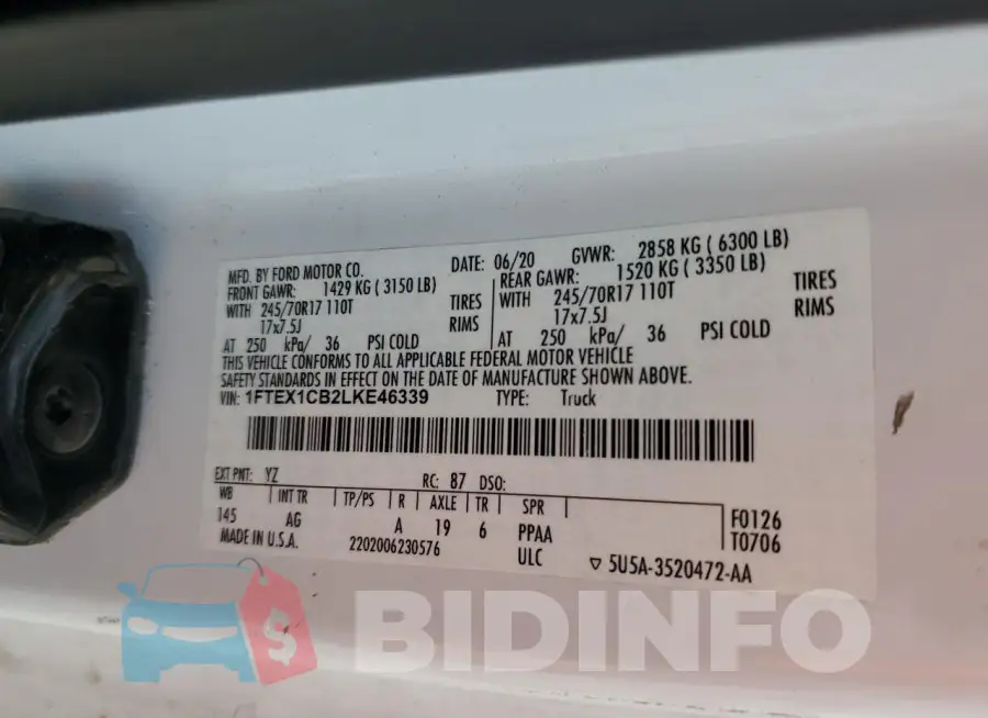 1FTEX1CB2LKE46339 Photo# 12