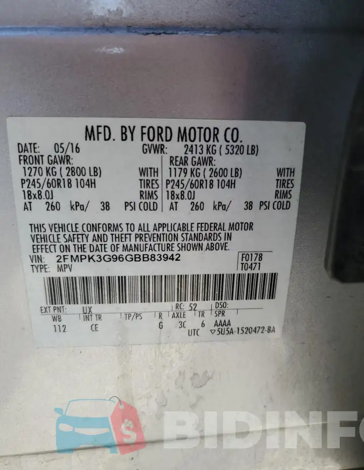 2FMPK3G96GBB83942 Photo# 14