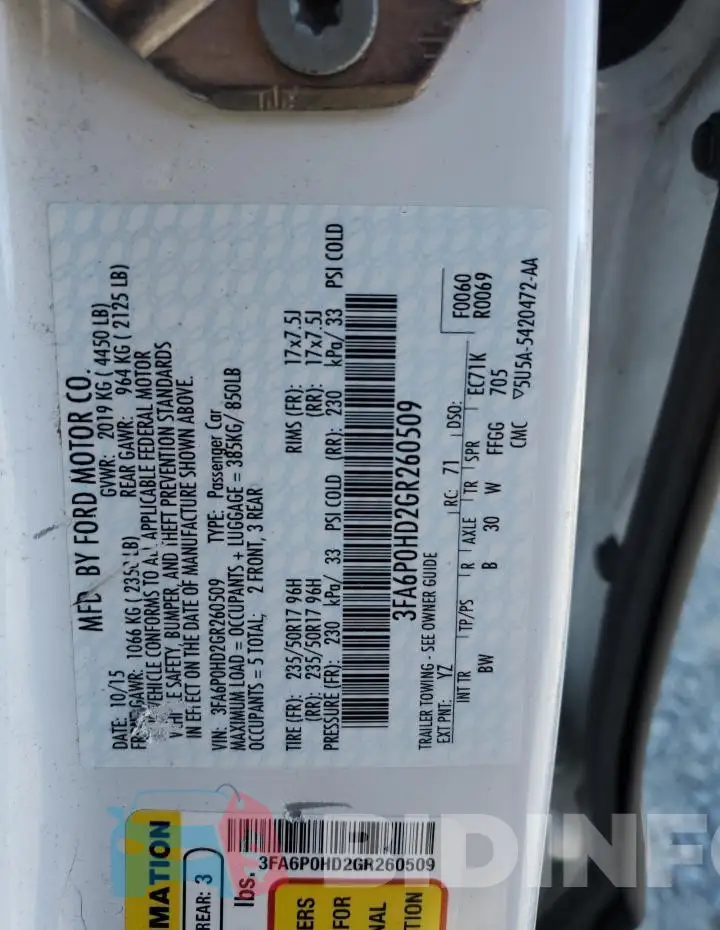 3FA6P0HD2GR260509 Photo# 12